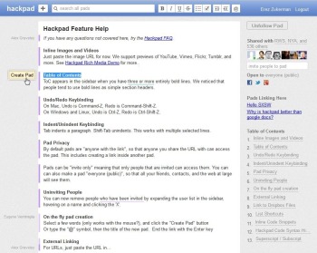 Hackpad new page screenshot