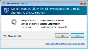Firefox Software Updater UAC