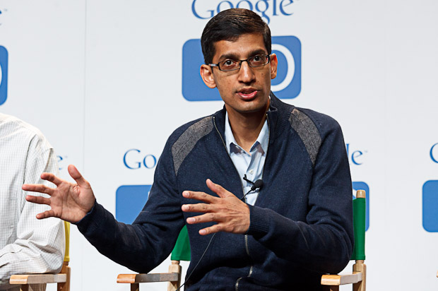 Sundar Pichai, senior vice president of Chrome, speaking at Google I/O in May 2011.