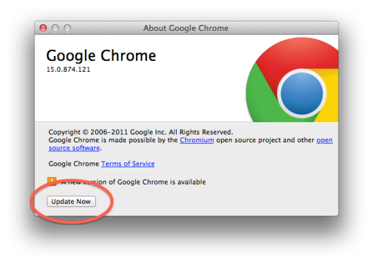 Chrome update window