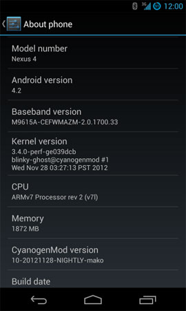 CyanogenMod 10.1 on a Nexus 4